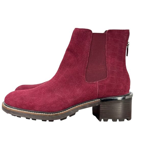 Vince Camuto Kelivena Zipper Chelsea Boots Women's SZ 10W Red Fired Brick Croco - Picture 2 of 12